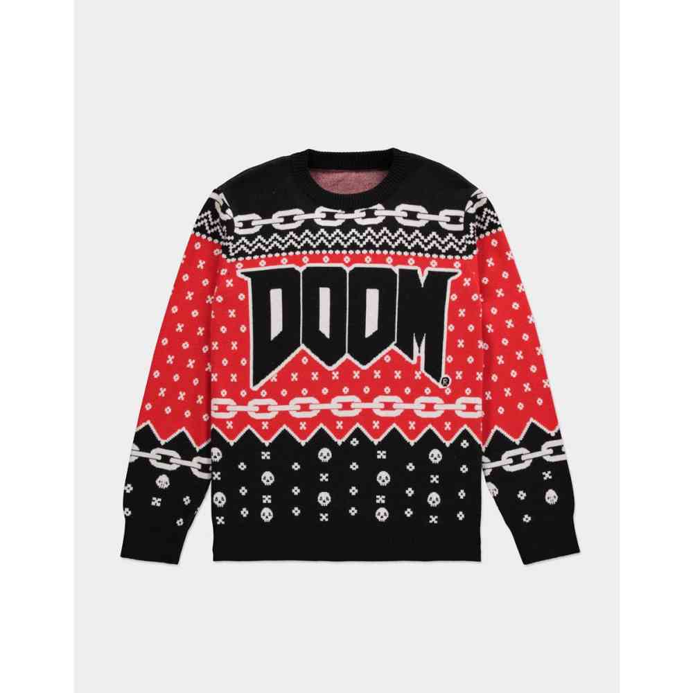 Doom Knitted Christmas sweater Red Black